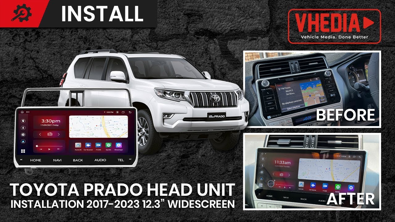 Установка головного устройства, подходящего для Toyota Prado 2017-2023 гг. — 12,3-дюймовый широко...