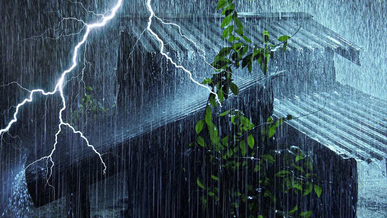 99% Instantly Fall Asleep | Strong Rain on Roof & Intense Thunder ⚡ Thunderstorm Sounds for Sleeping
