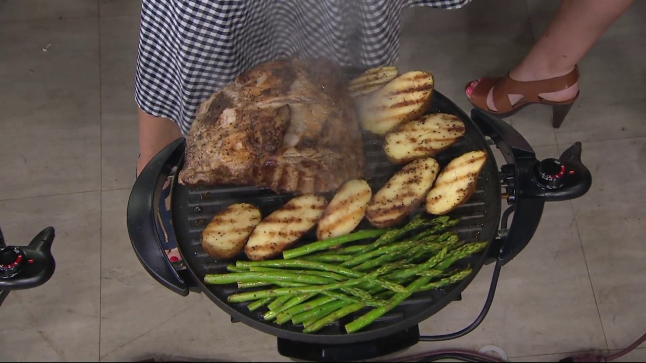 George Foreman 15 Serving Indoor/Outdoor Grill w/ Cover & Recipes on QVC