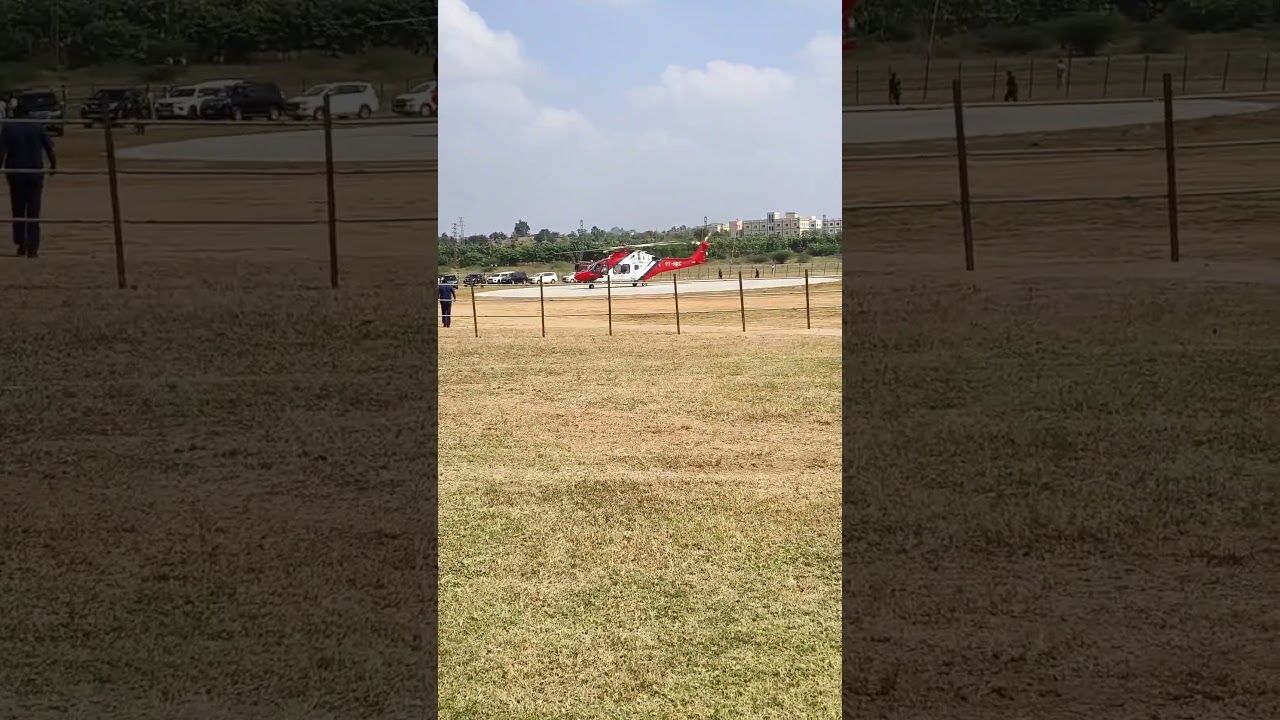 CM Helicopter landing#cmrevanthreddy #telagana#cmrevanth #telanganapolitics #telanganacm #helicopter