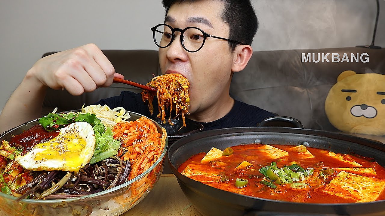 ASMR MUKBANGㅣ🍲Bibimbab &  Spicy Pork Tofu StewㅣEATING SHOW
