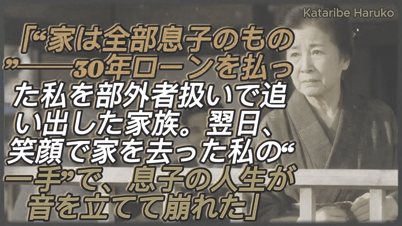 「家も財産も息子に譲る」と夫。30年ローンを払った私を“部外者”と呼び、追い出した家族──翌日、笑顔で家を出た私の“逆転劇”に息子は凍りついた【シニアライフ】【60代以上の方へ】