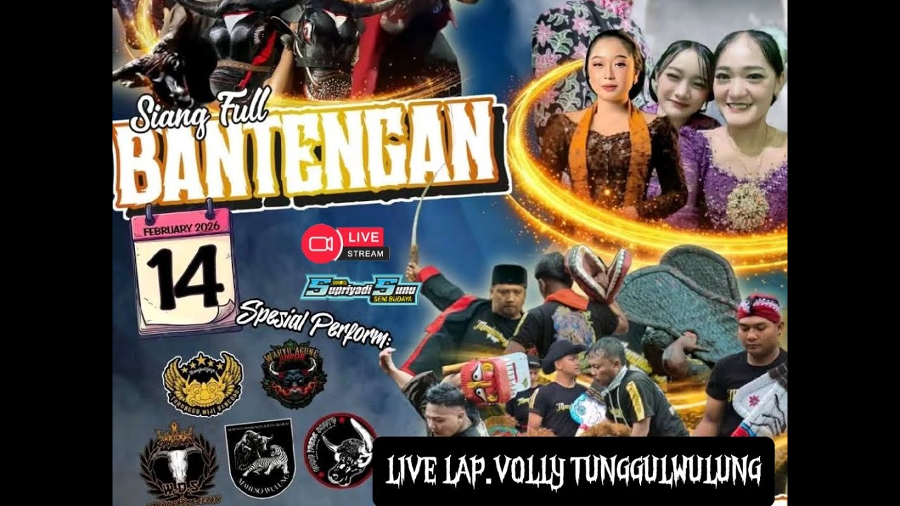 Live Bantengan Mangku Joyo,Maheso Wulung dan Bang Pande Lokasi Lapangan Volly Tunggulwulung