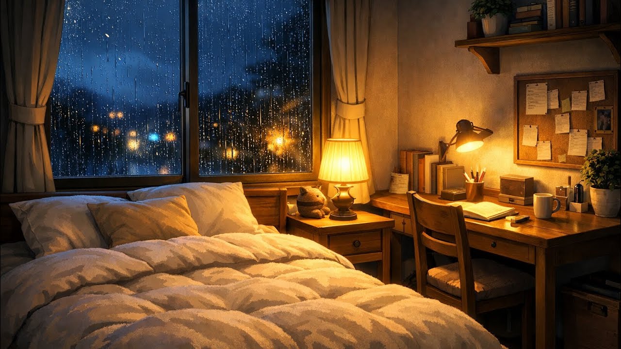 Night Rain Sounds for Sleep | Calm, Relax, Study