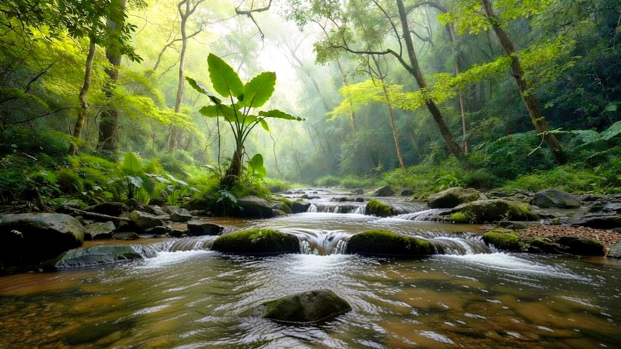 Gentle Stream Flow, Beautiful Birdsong and Forest Sounds, Nature Sounds for Sleep & Relaxation
