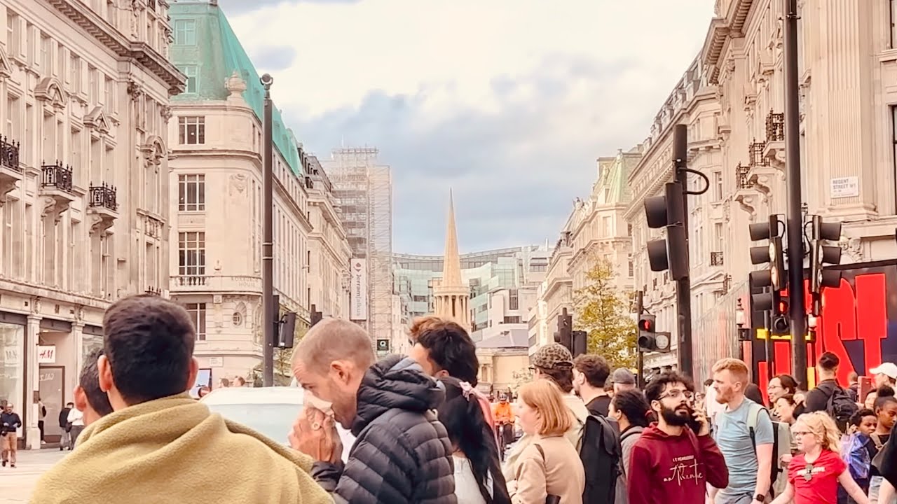 4K HDR London Sunset Walk| Walking Tour | Oxford Street to Trafalgar Square via Regent St|Piccadilly