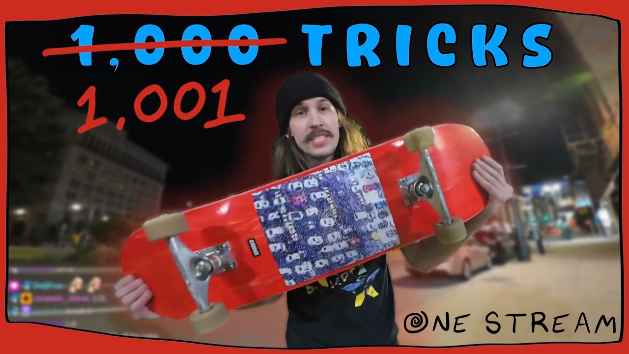 I Tried To Land 1,001 DIFFERENT Skate Tricks In One Live Stream (World Record)