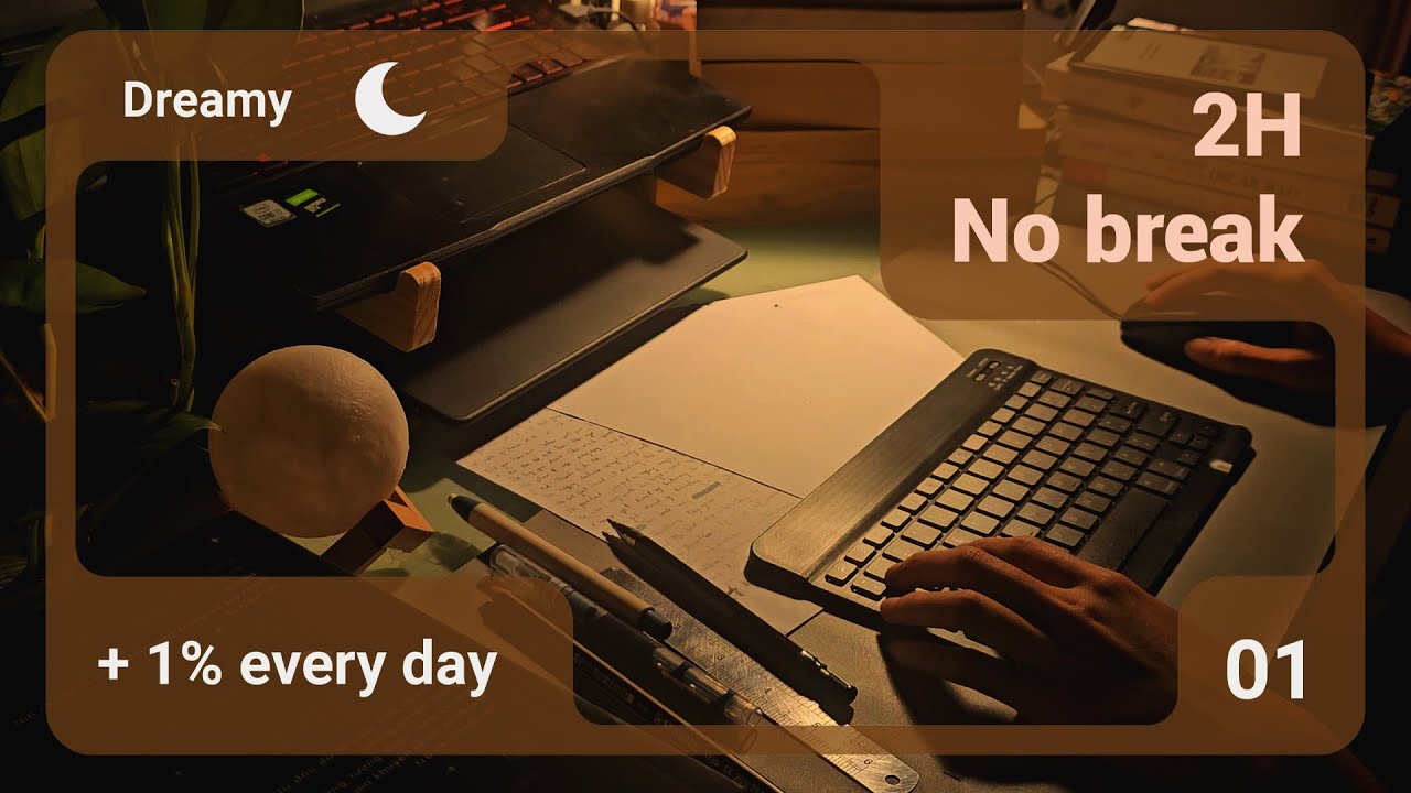 2 Hours Study With Me | Real Time, No Break – Dreamy Night Ambience, Deep Focus