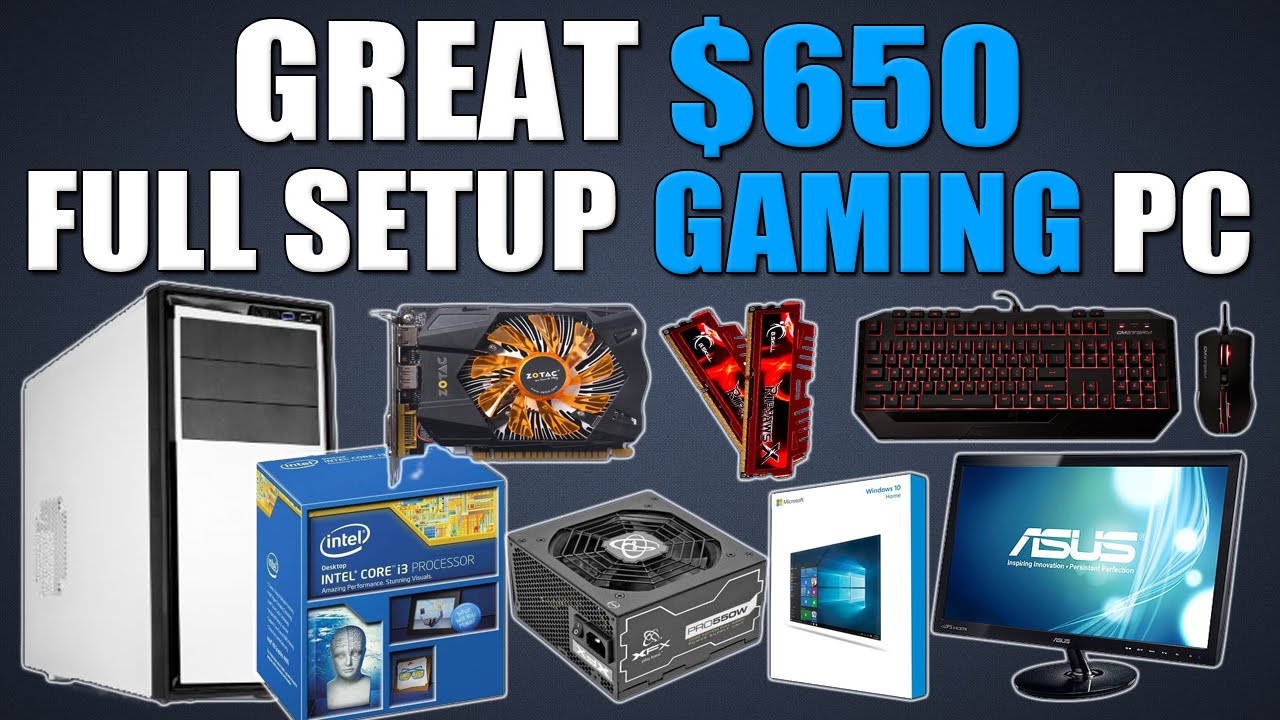 Great $650 Full Setup 1080p Gaming PC (Includes KBM, OS and Monitor!)