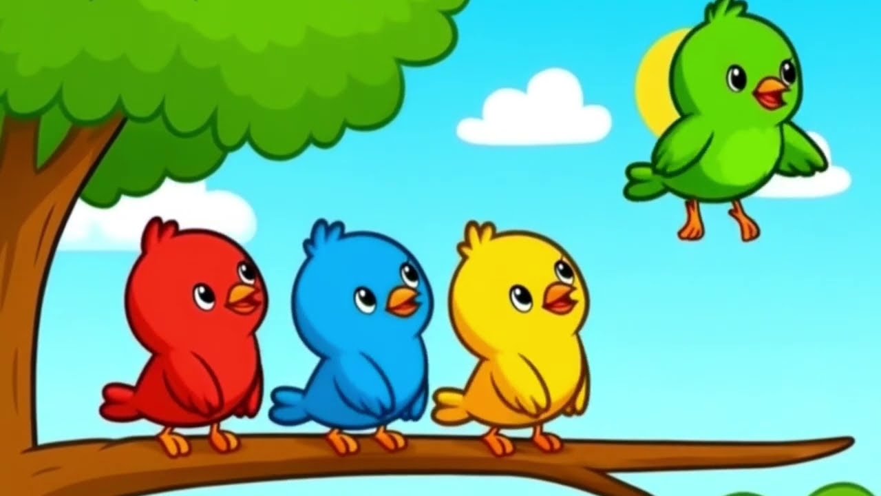 5 Little Birds Counting Song💚🦜| Learn Numbers & Colors for Kids 👧🤍| HappyTones🐥