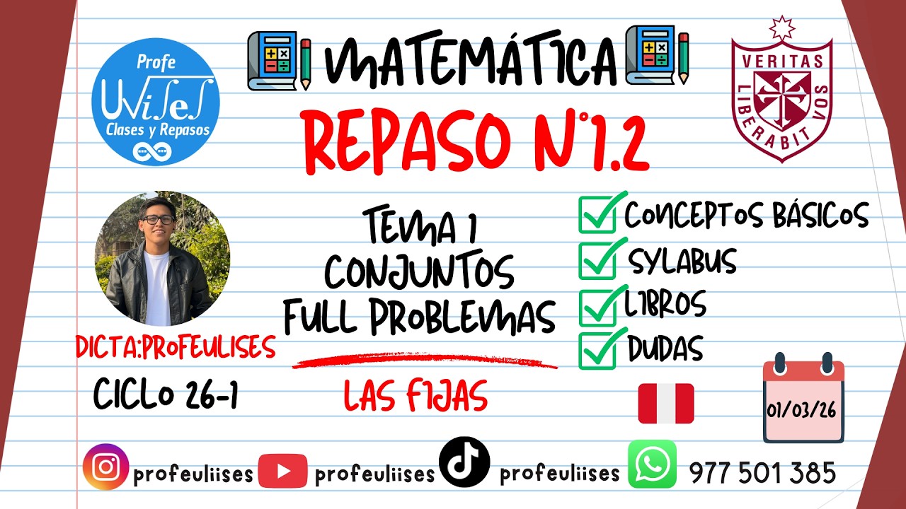 USMP-Matemática Aplicada 🧮REPASO 1.2 Conjuntos |Ciclo 26-1😎 Verano