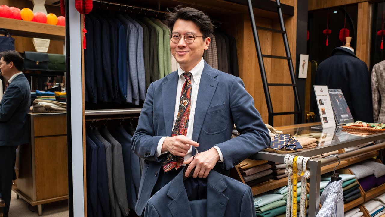 Styling - a Slate Blue Cotton Cashmere Suit