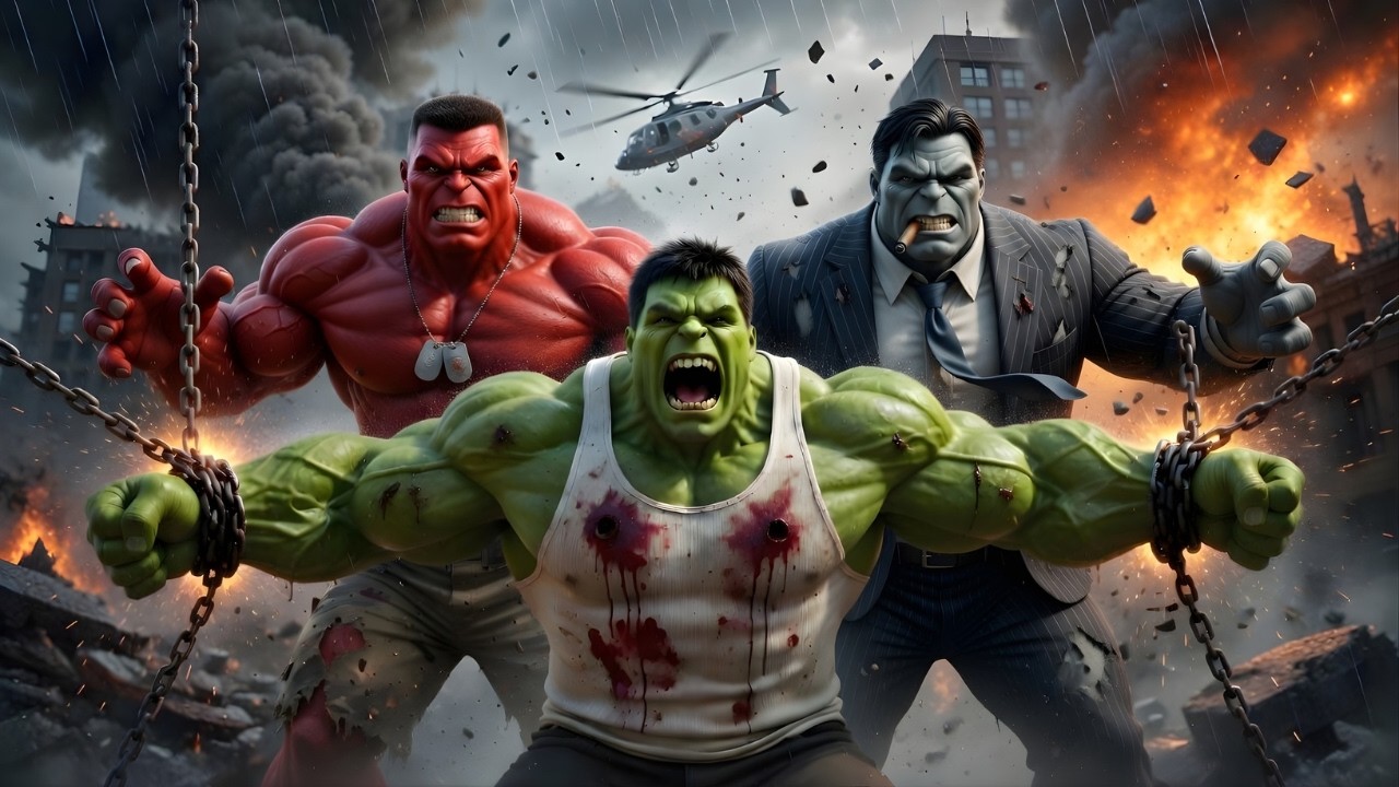 Red Hulk & Gray Hulk Team Up Against Green Hulk! Massive Battle 😱
