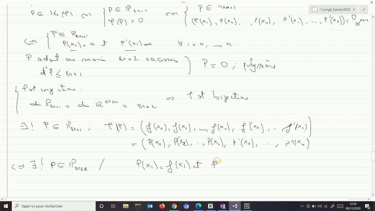 Série  2: Exercices 4 et 5: Interpolation d'Hermite(Chapitre 2:   Interpolation polynomiale)