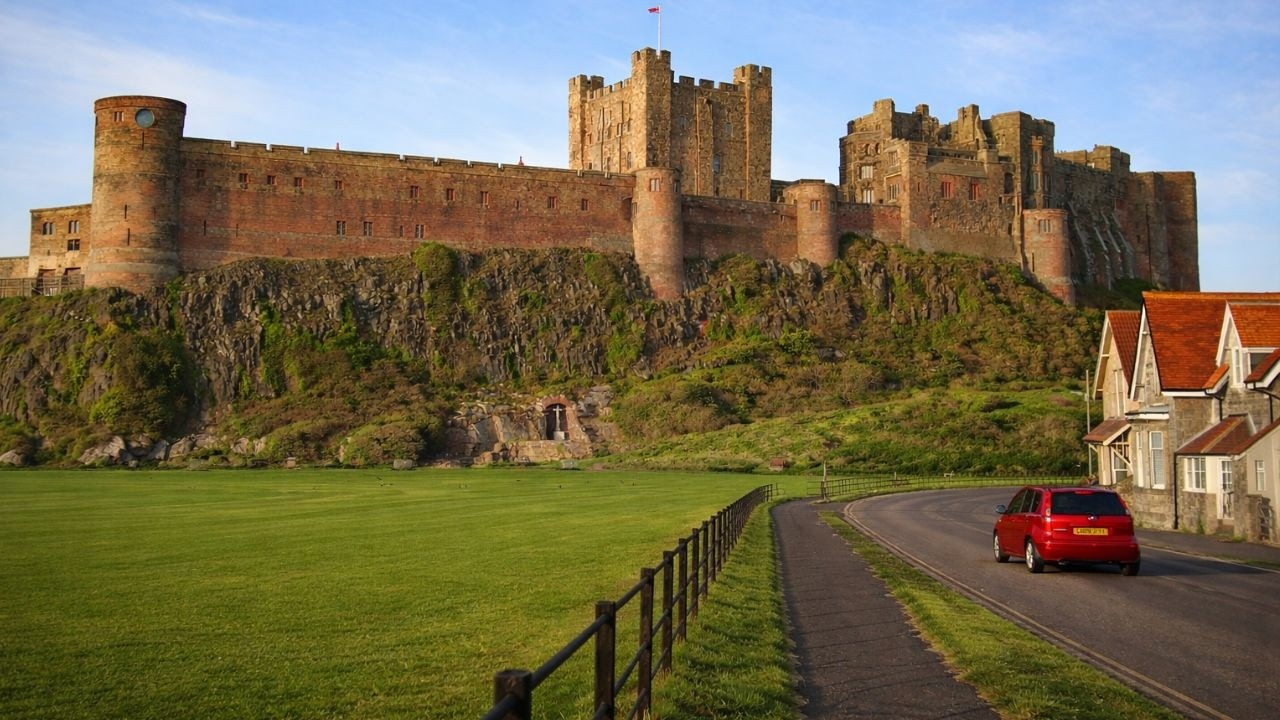Bamburgh Castle, Village and Beach Walk, English Countryside 4K