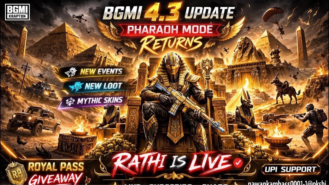 BGMI 4.3 Update Pharaoh Mode Returns 🔥 | BGMI 4.3 Update Date &    New Features RathiIsLive #bgmi