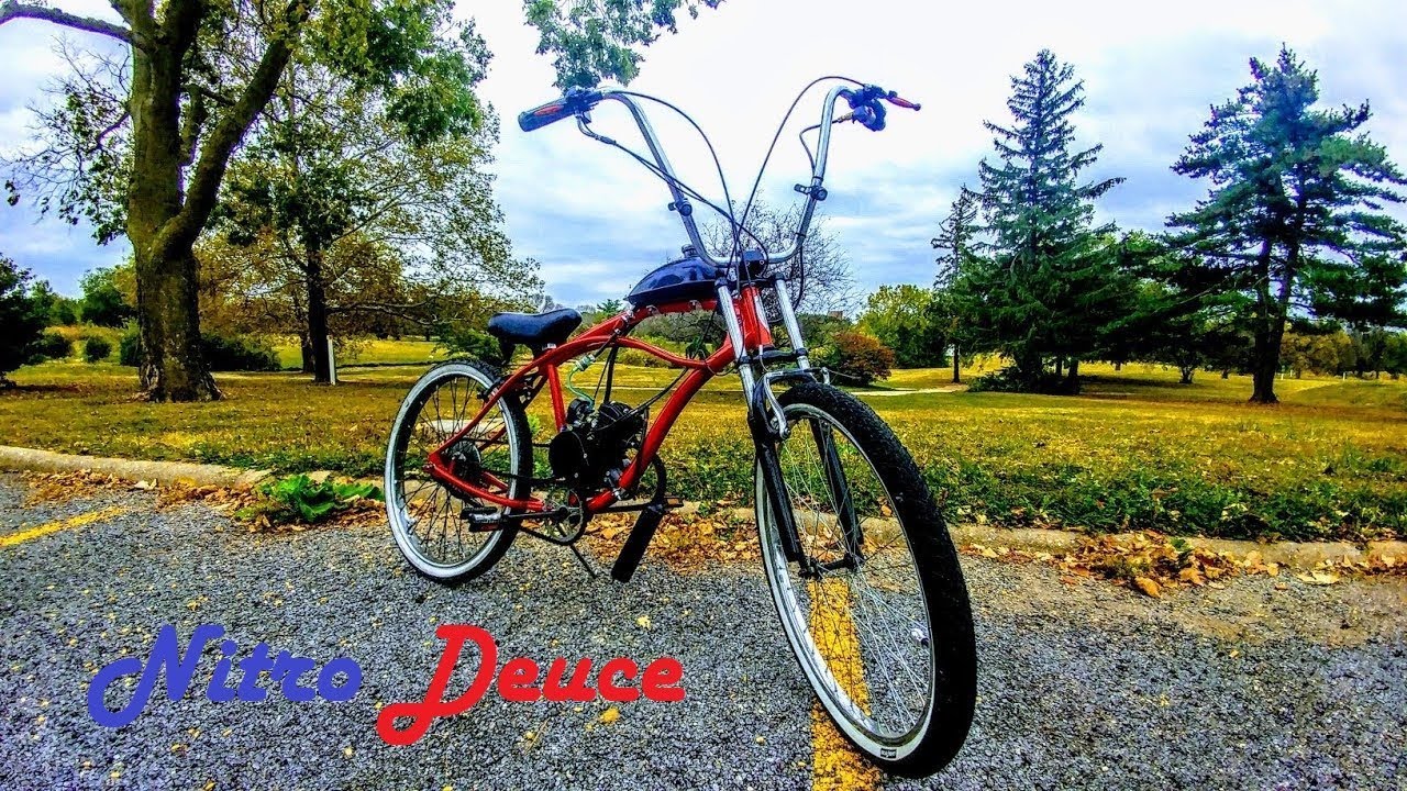 Motorized Bicycle Top Speed  stock ZEDA80 40mph Speed Tests 66cc/80cc 2 stroke + NOS? Nitro Deuce 💩