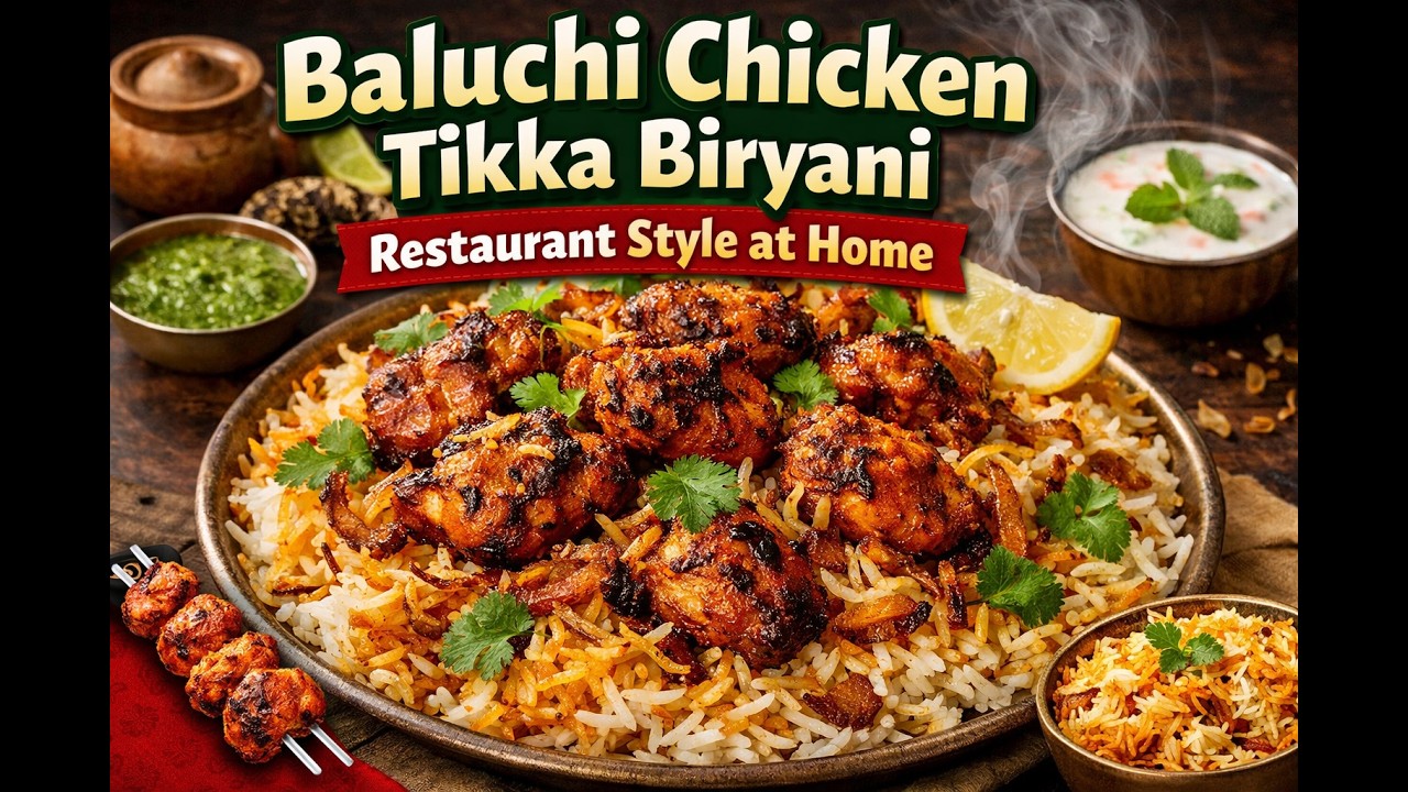 Baluchi Chicken Tikka Biryani Recipe | Restaurant Style Biryani at Home | Easy Chicken Biryani