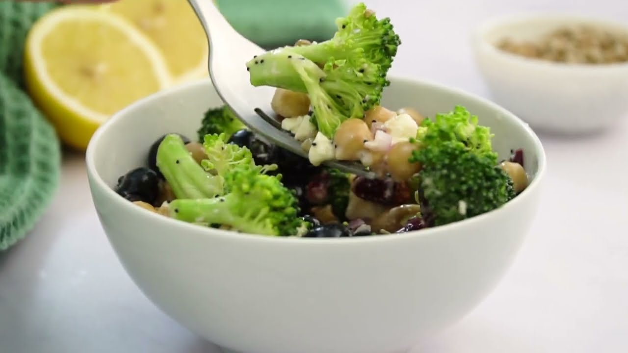 Chickpea Broccoli Salad with Sunflower Seeds
