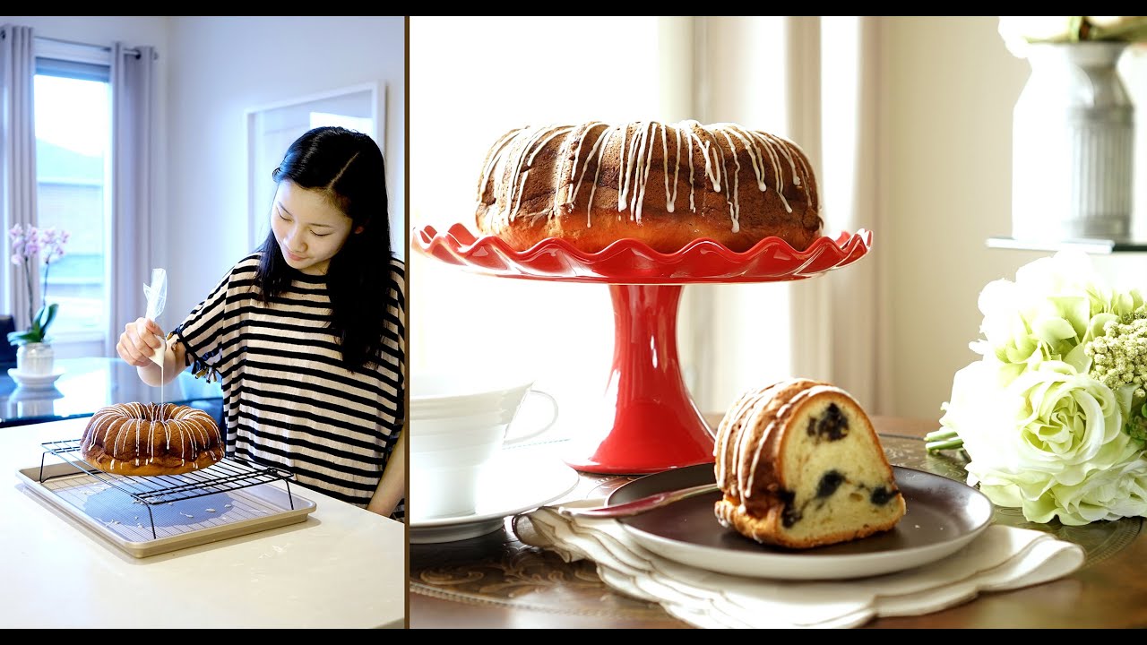 Blueberry Sour Cream Cake Recipe 蓝莓酸奶油蛋糕