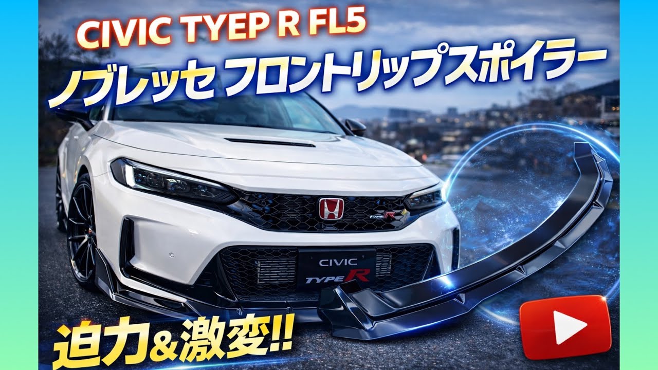 【CIVIC TYEP R】NOBLESSE ノブレッセ フロントリップスポイラー装着動画　HONDA CIVIC TYPE ＲFL5