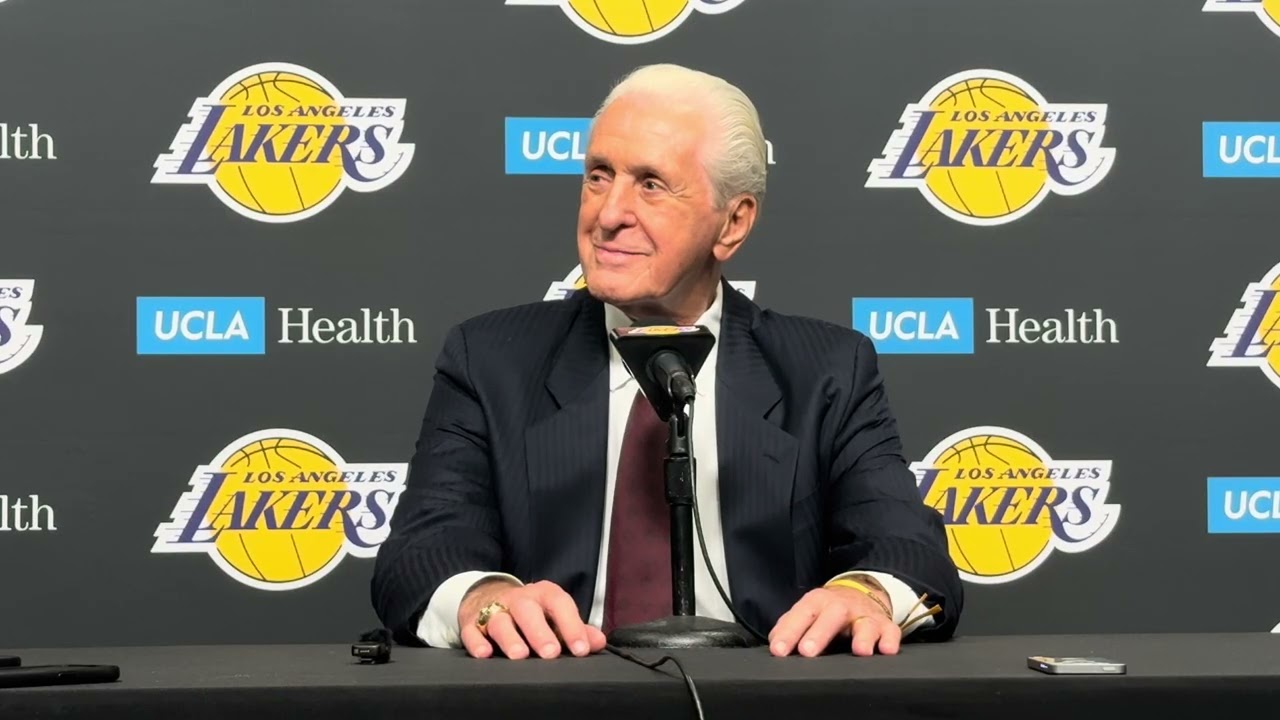 Pat Riley Speaks To Media After Lakers Statue Unveiling