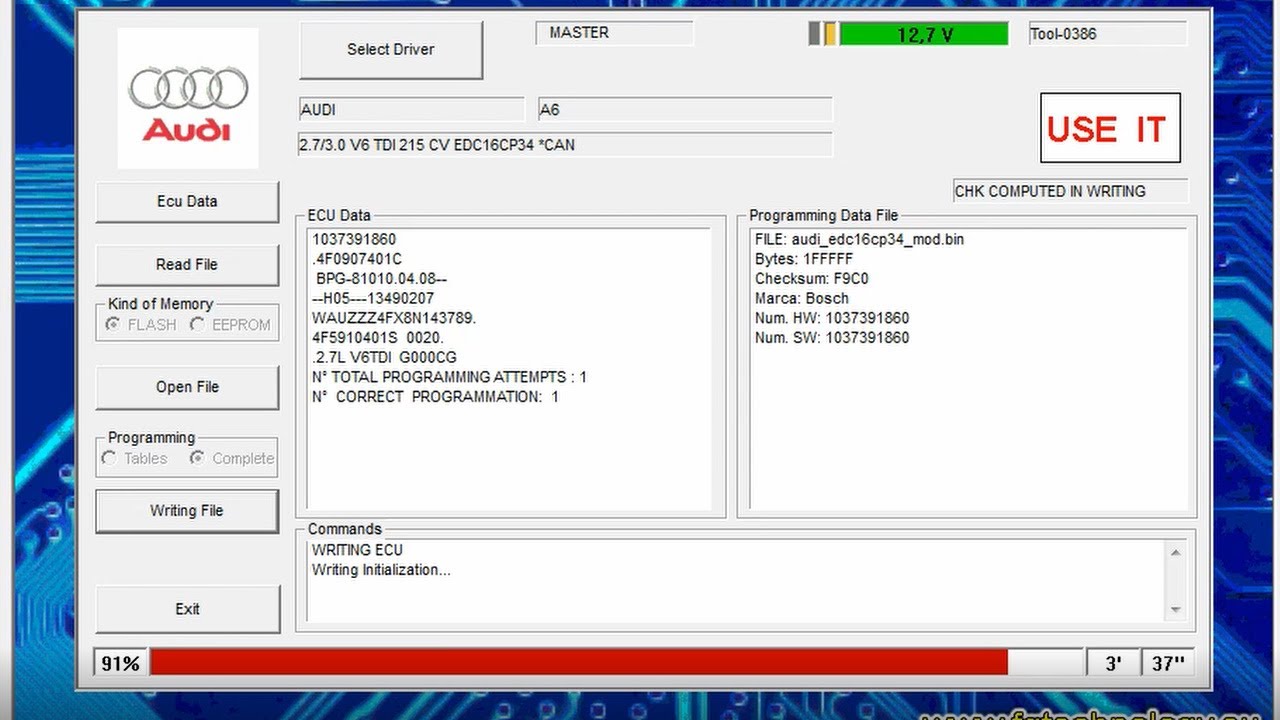 Galletto v54 прошить Audi A6 по obd2 edc16cp34 убираем ошибку по впускным клапанам.