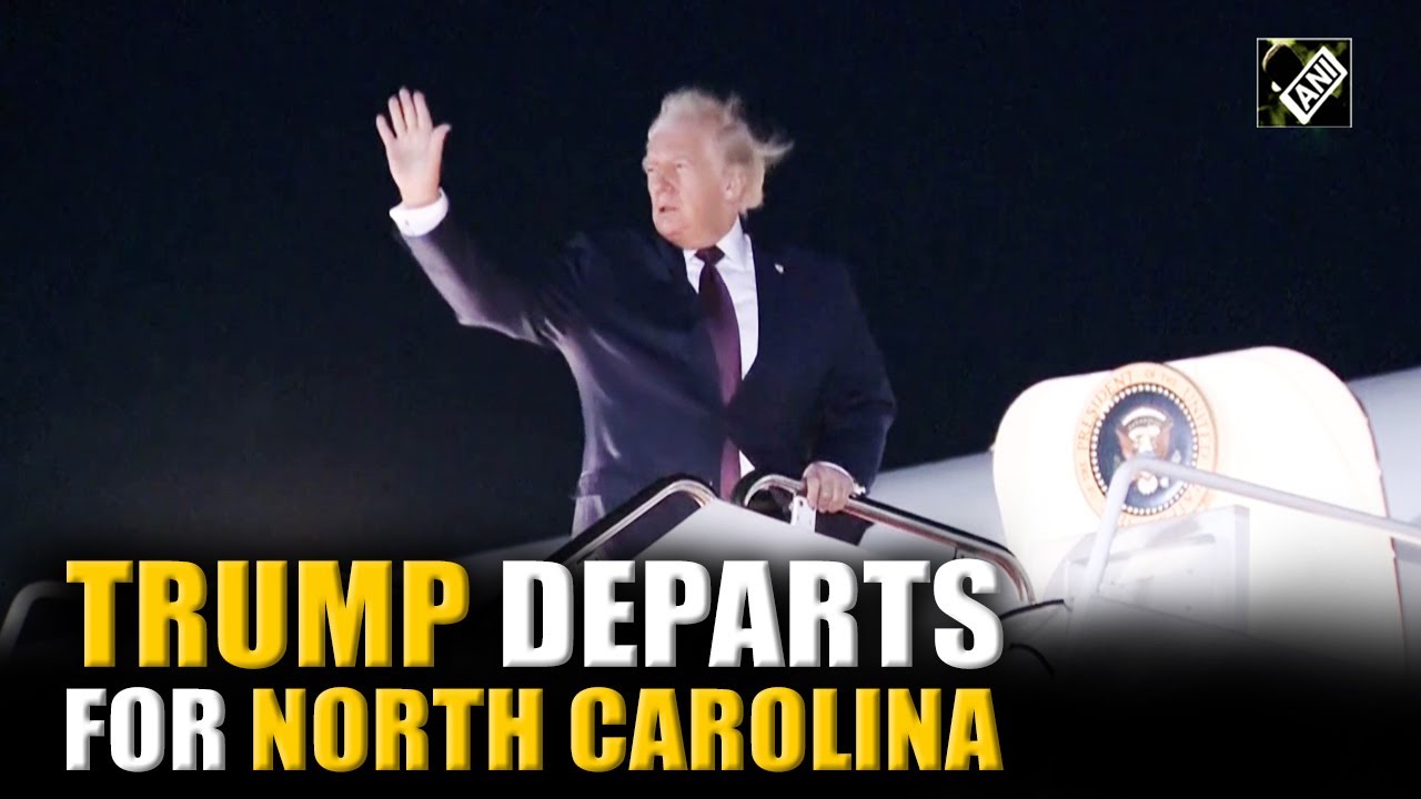 US President Donald Trump departs the White House en route to North Carolina
