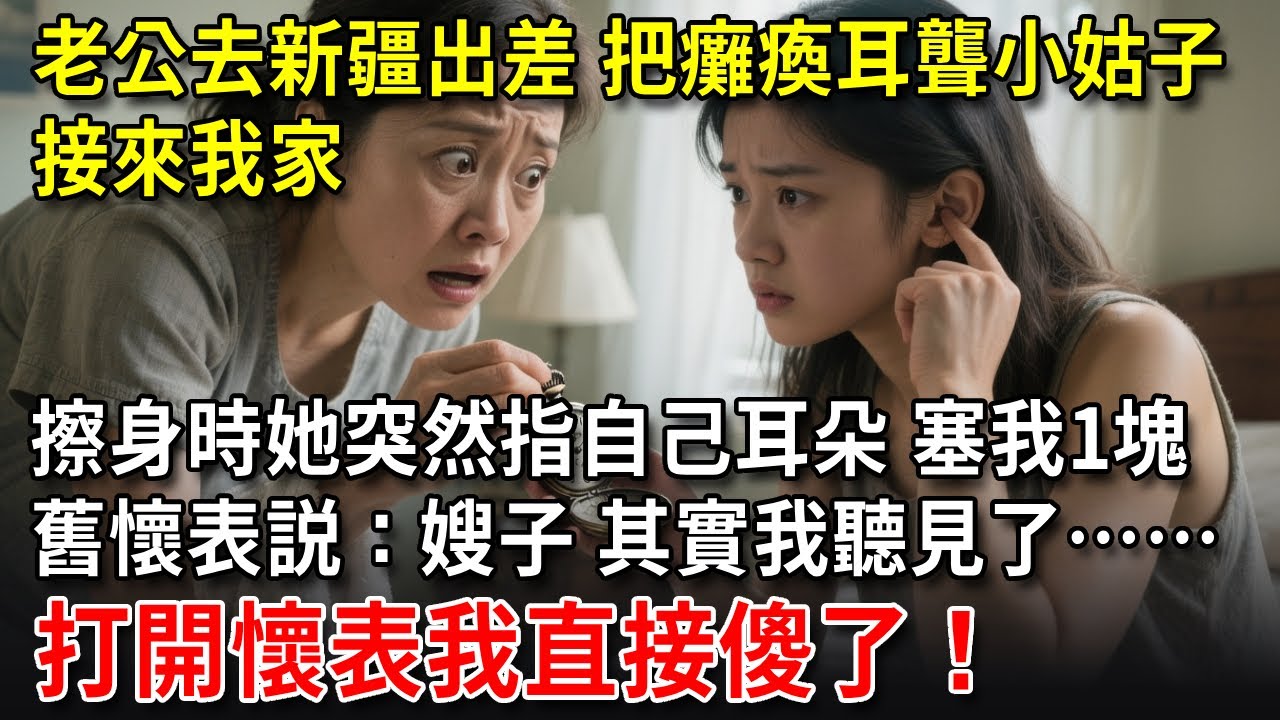 老公去新疆出差，把癱瘓耳聾小姑子接來我家。擦身時她突然指自己耳朵，塞我1塊舊懷表説：嫂子，其實我聽見了……我打開懷表直接傻了！#中老年生活 #為人處世 #生活經驗 #情感故事 #幸福人生