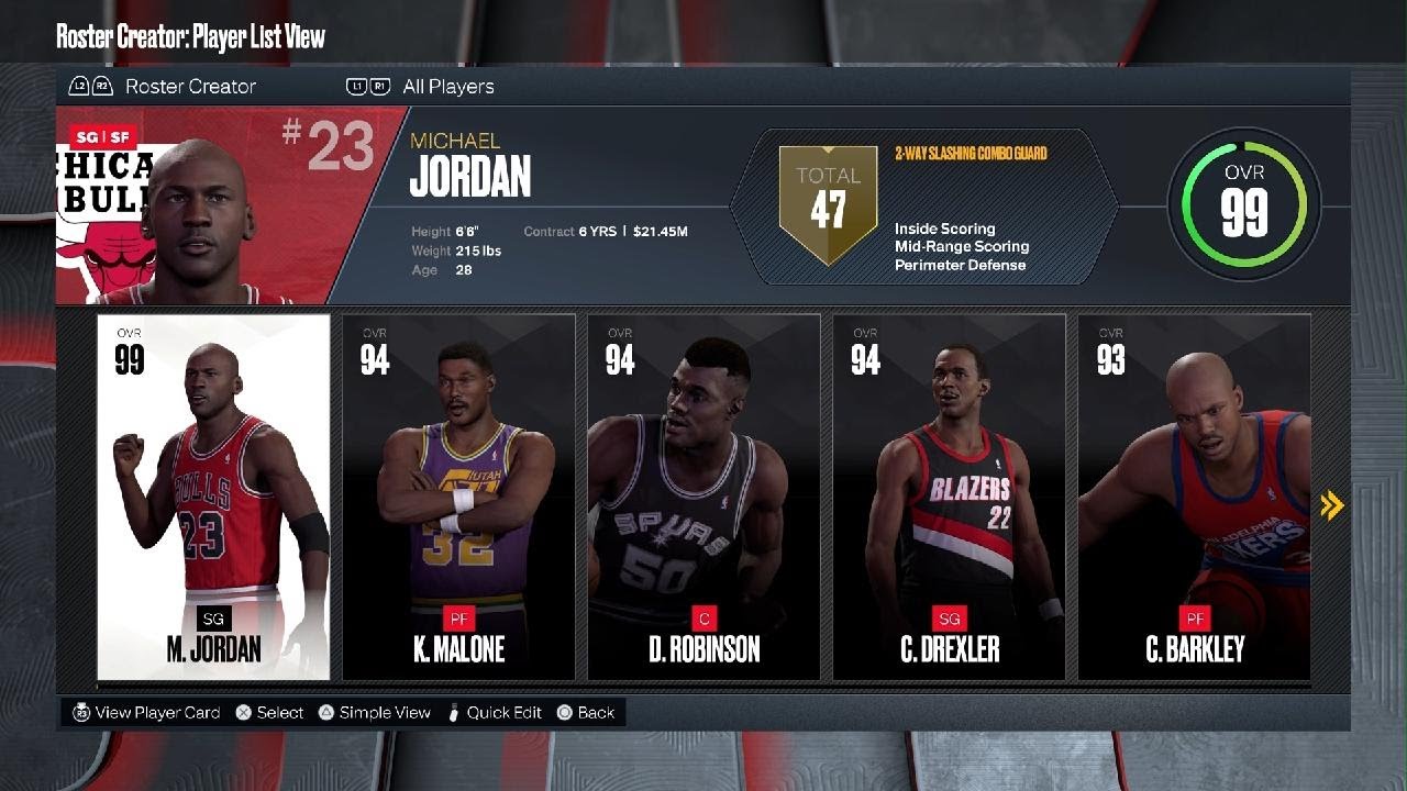 NBA 2K23: Completed 1991-92 Roster - Jordan Era (PS5)