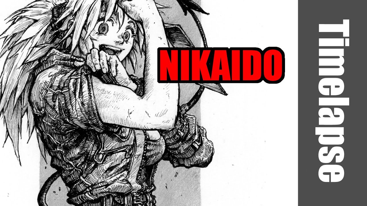 Drawing Nikaido ( from the Manga Dorohedoro ) - Timelapse | Red Hawk