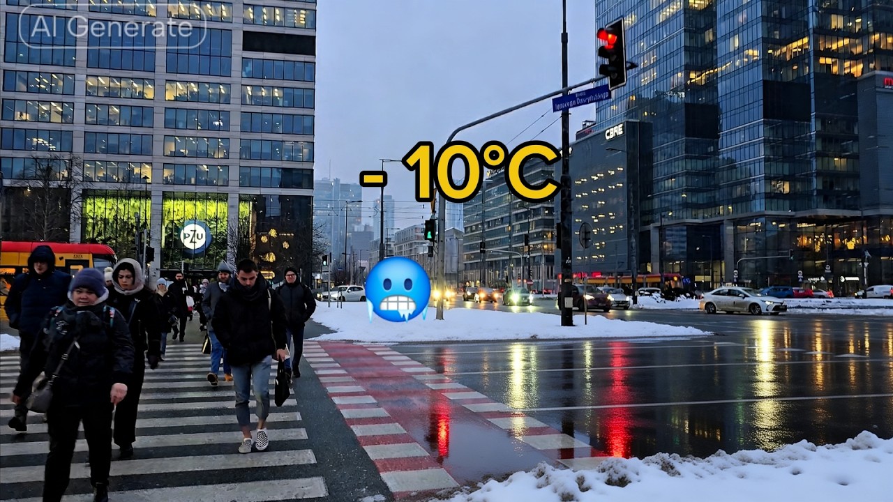 Life in Warsaw in 2026. A Walk on freezing day🥶. -10&deg;C after snowfall 4K HDR