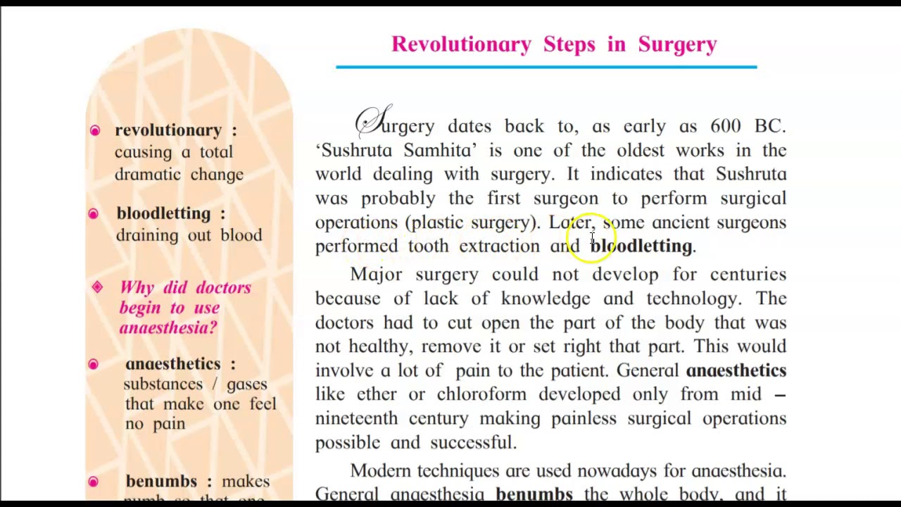 Class 8, English, 4.2, Revolutionary Steps In Surgery. explanation, answers link in description box.