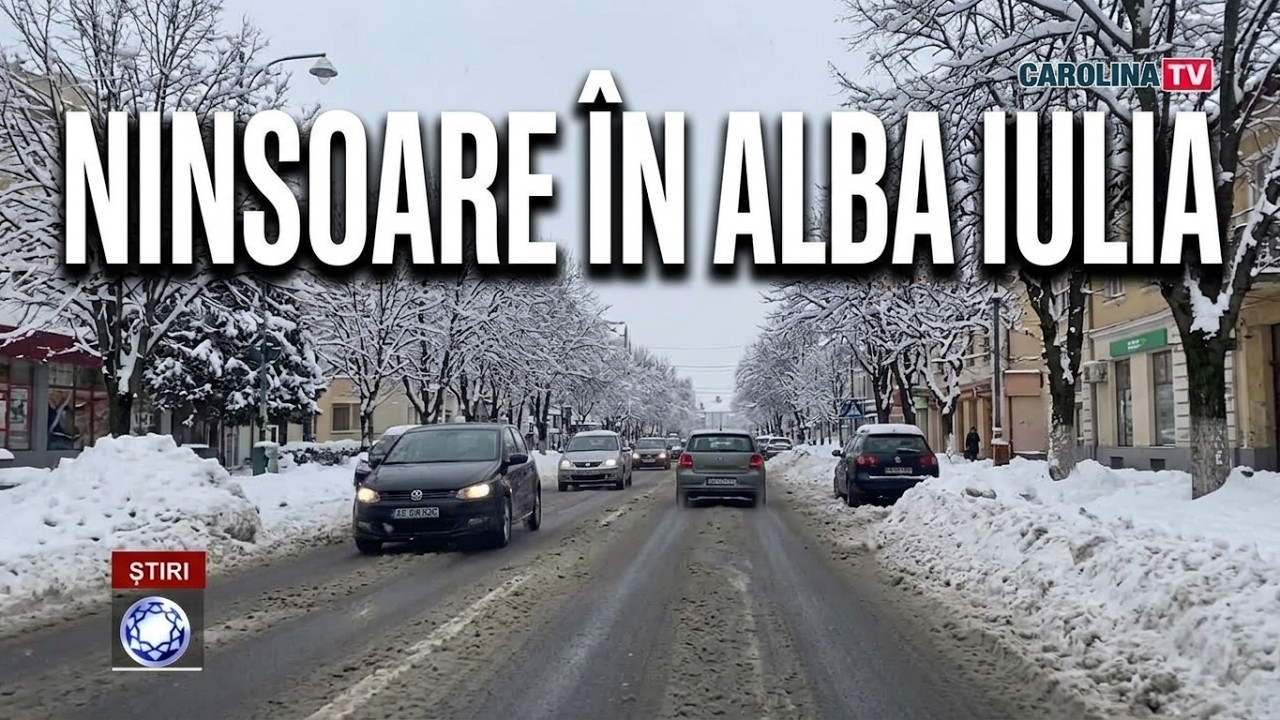 Pe străzile din Alba Iulia, după o nouă ninsoare