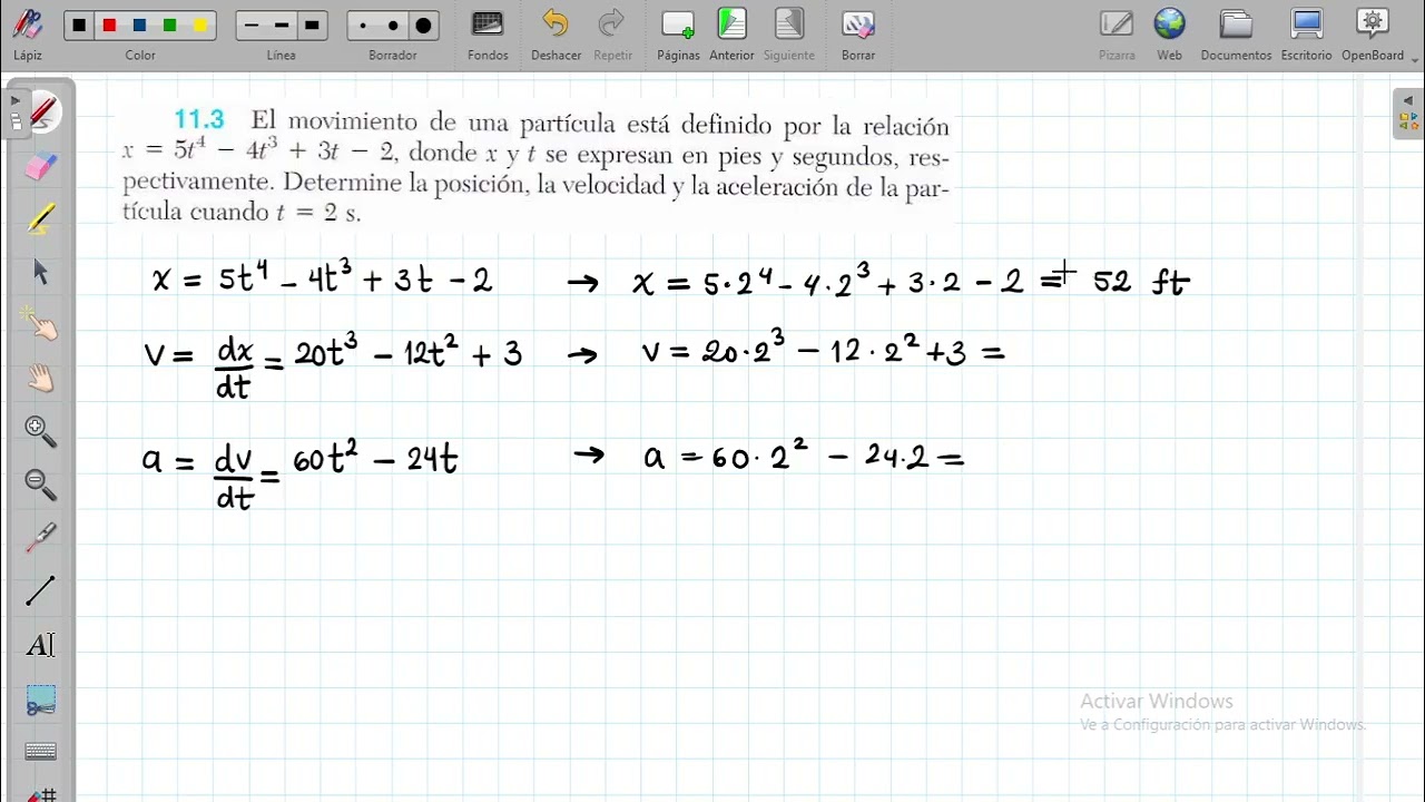 3  Posición velocidad y aceleración para un tiempo dado usando derivadas