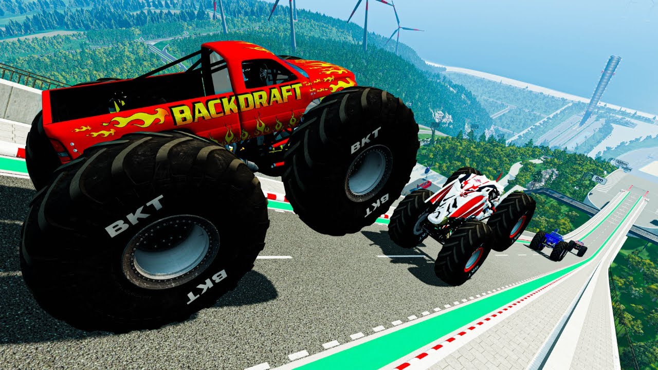 Epic Monster Truck Jumps & Crashes at High Speed | BeamNG Drive #034