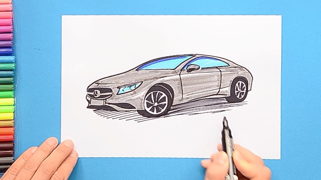 How to draw a Mercedes Benz car