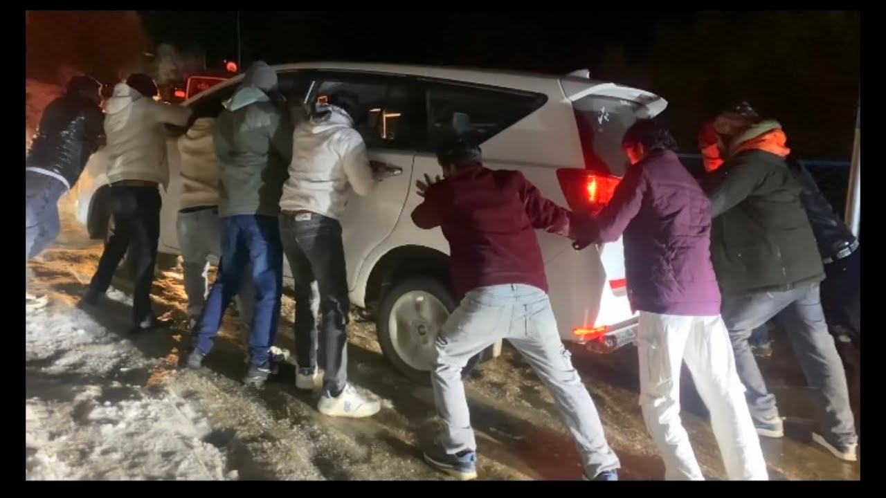 All cars stuck in black ice