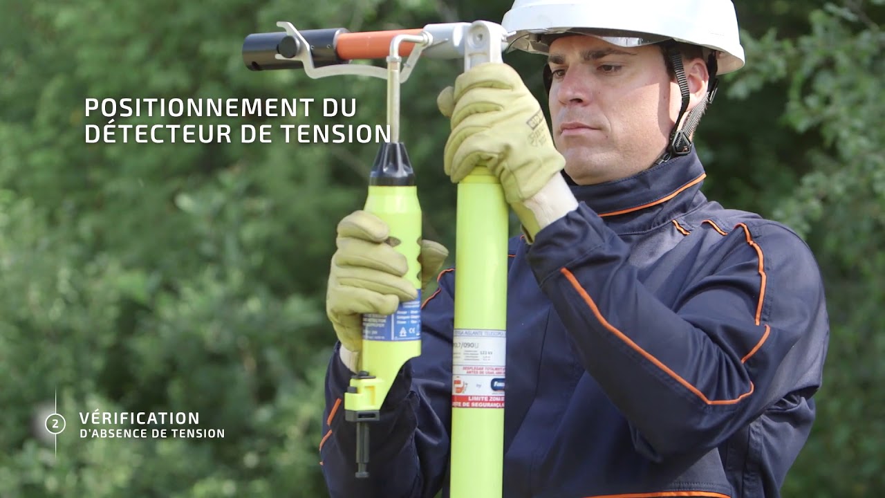 Dispositif de Mise en court circuit et à la terre depuis le sol à corde isolante