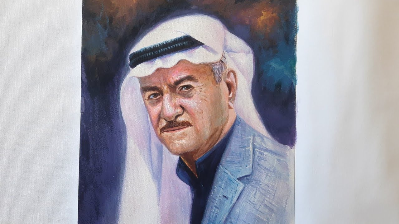 رسم صورة الفنان الراحل ياس خضر بألوان الاكريليك