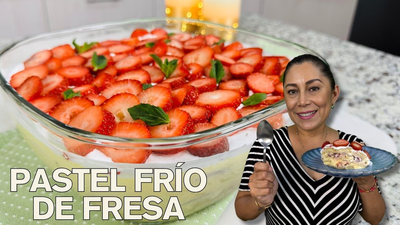 PASTEL FRÍO O CARLOTA DE FRESA. Sin Leche Condensada y Queso Crema. Sustitutos Saludables. Diabetes