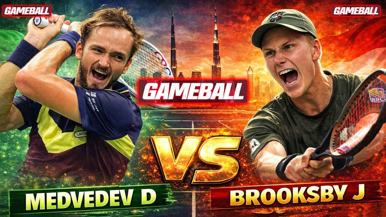 MEDVEDEV D VS BROOKSBY J • DUBAI UAE 2026  • LIVE Tennis Gameplay  Scorecard #gameplay