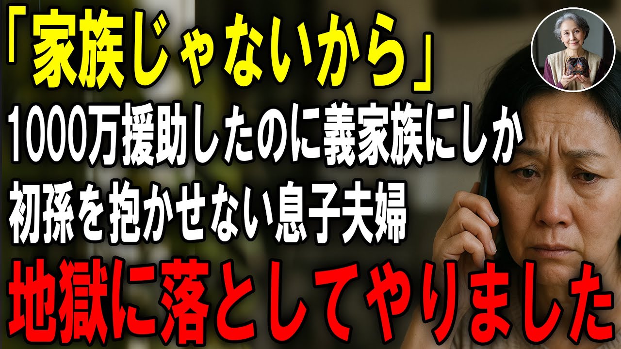 「ババアは用済み」1000万援助したにも関わらず私を侮辱し、嫁の親にしか孫に会わせようとしない息子夫婦。何かがおかしかったので援助をすべて停止すると…