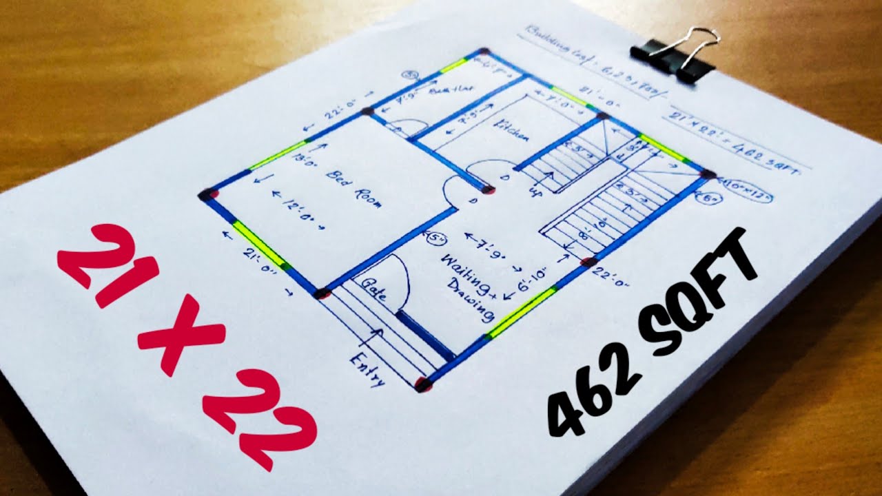 21 x 22 small house plan II 21 x 22 small ghar ka naksha II 462 sqft home design