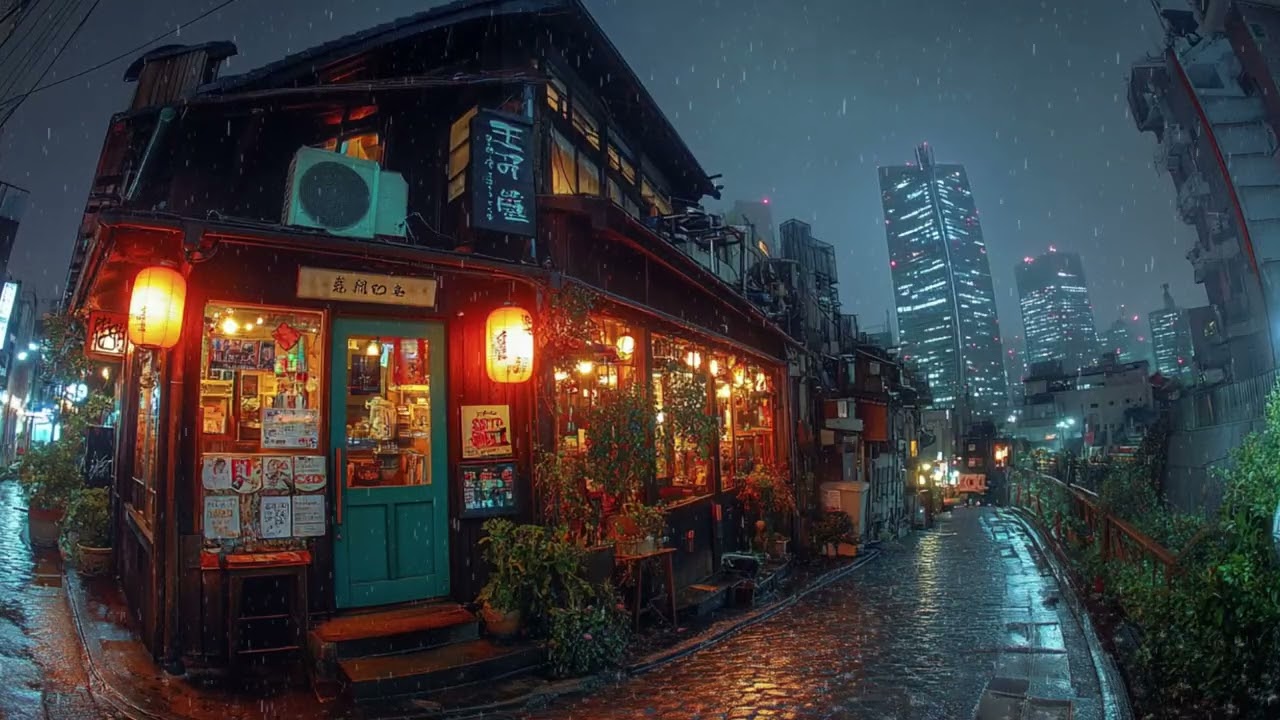Warm Lanterns in a Quiet Rainy Alley | Japanese Night Lo-fi for Focus & Sleep | 4K