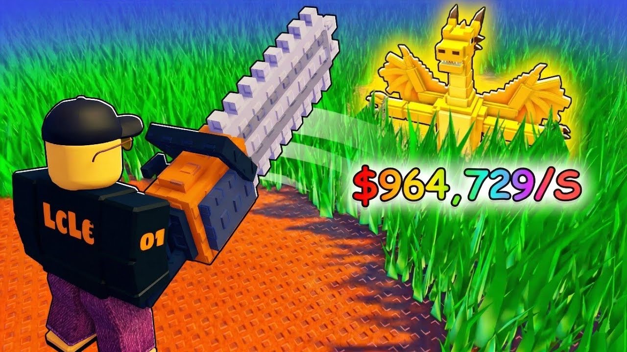 CUT GRASS for BRAINROTS... BUT I use OP CHAINSAW in ROBLOX