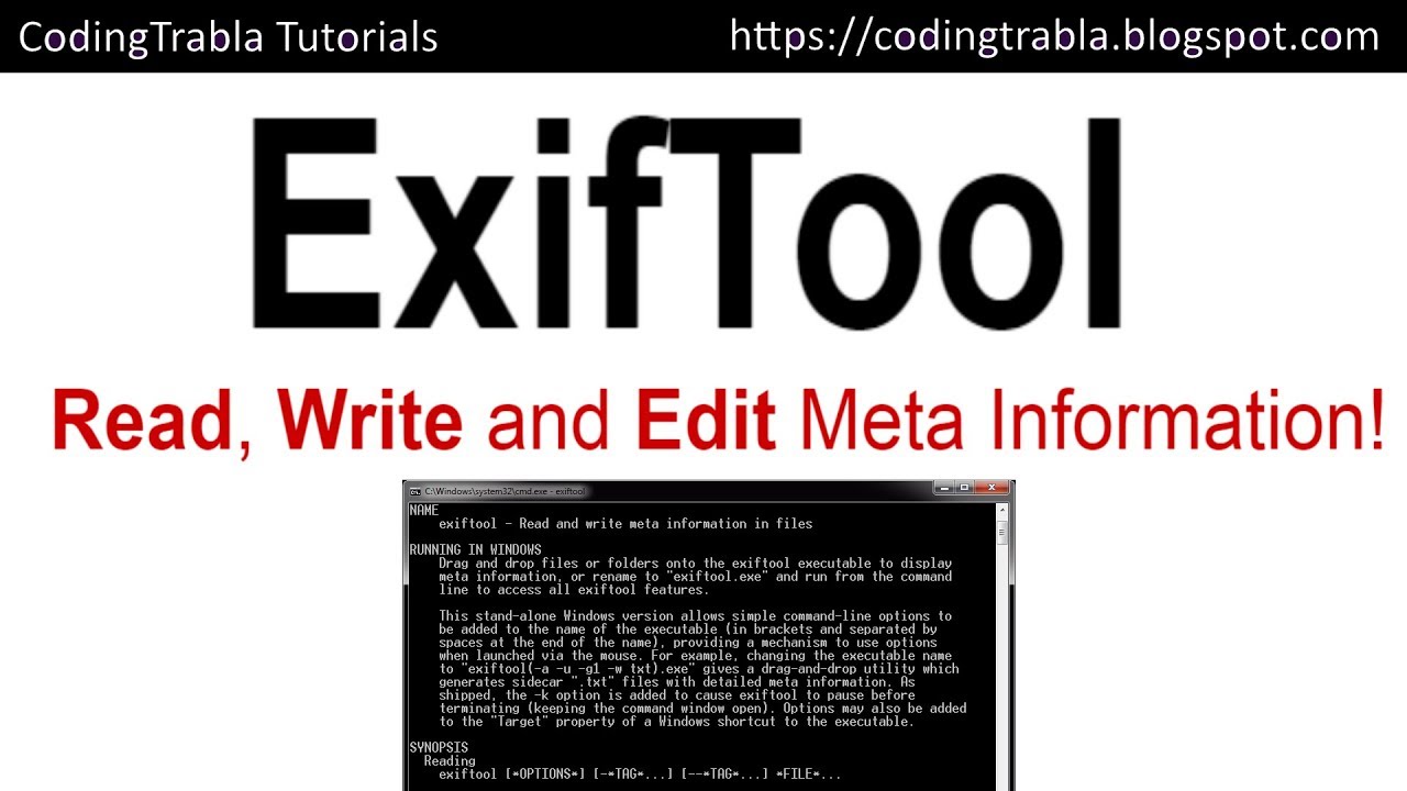 How to install ExifTool 11.10 metadata editing tool on Windows 7 byAO