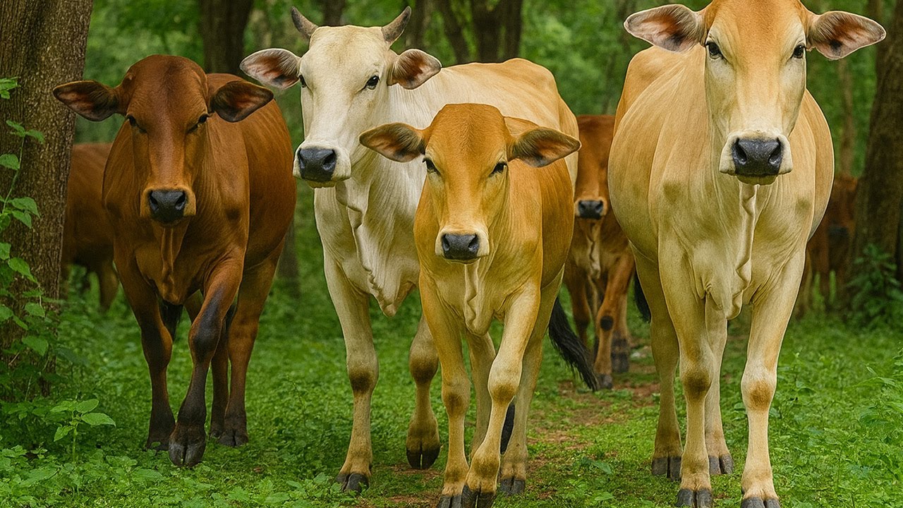 Aktivitas Sapi lembu Berlari Beramai-ramai Di Jalan, Suara Sapi Moo, Sapi Lucu Berkerumunan di Jalan
