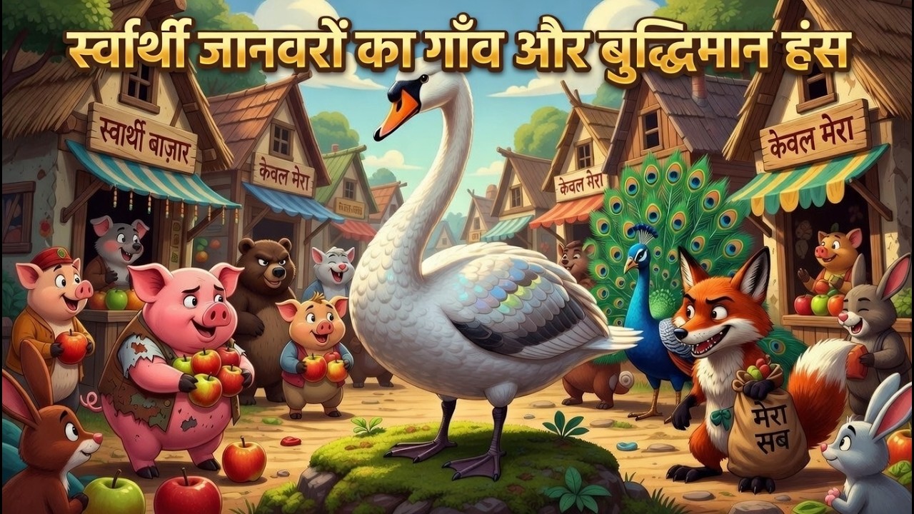Swarthi Janwaron ka Gaon aur Buddhimaan Hans | Hindi Animal Moral Story | Kids | Funny Story