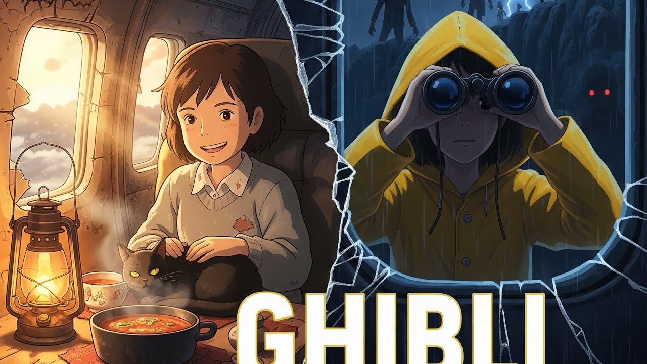 ZOMBIE APOCALYPSE 😱 Surviving the World's End in a Cliffside Plane Wreck | GhibliStyle Animation